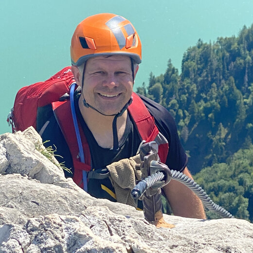 Grenzen überwinden: Stephan Vogt am Ausstieg der beeindruckenden Drachenwand. | © © GdP-BW 2022 / Vogt - alle Rechte vorbehalten