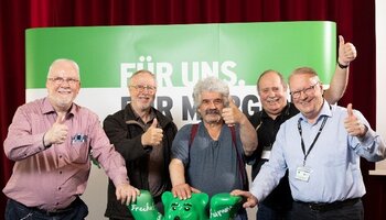 Die Delegierten aus BW des Seniorentag 2023 in Potsdam von links:  Manfred Fiesel, Alois Niecholat, Ingo Hoffmann, Uli Decker und Karl-Heinz Strobel | © © GdP-BW 2024 - Fotograf: Kay Herschelmann