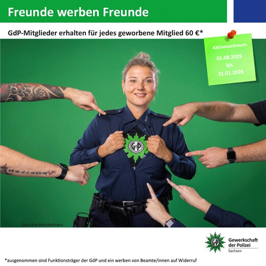 © Foto: Kay Herschelmann / Plakat: GdP Sachsen