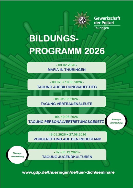 Bildungsangebot 2026 | © GdP Thüringen
