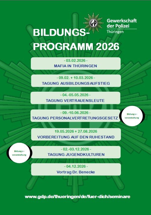 GdP Thüringen Bildungsangebot 2026 | © GdP Thüringen