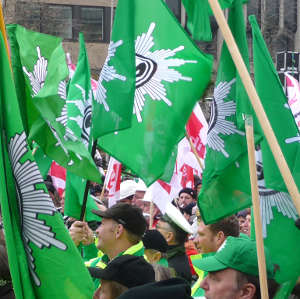 GdP-Demo auf dem Hamburger Gänsemarkt. Foto: GdP